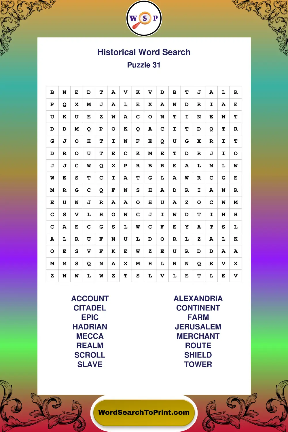 Historical Word Search Puzzle 31