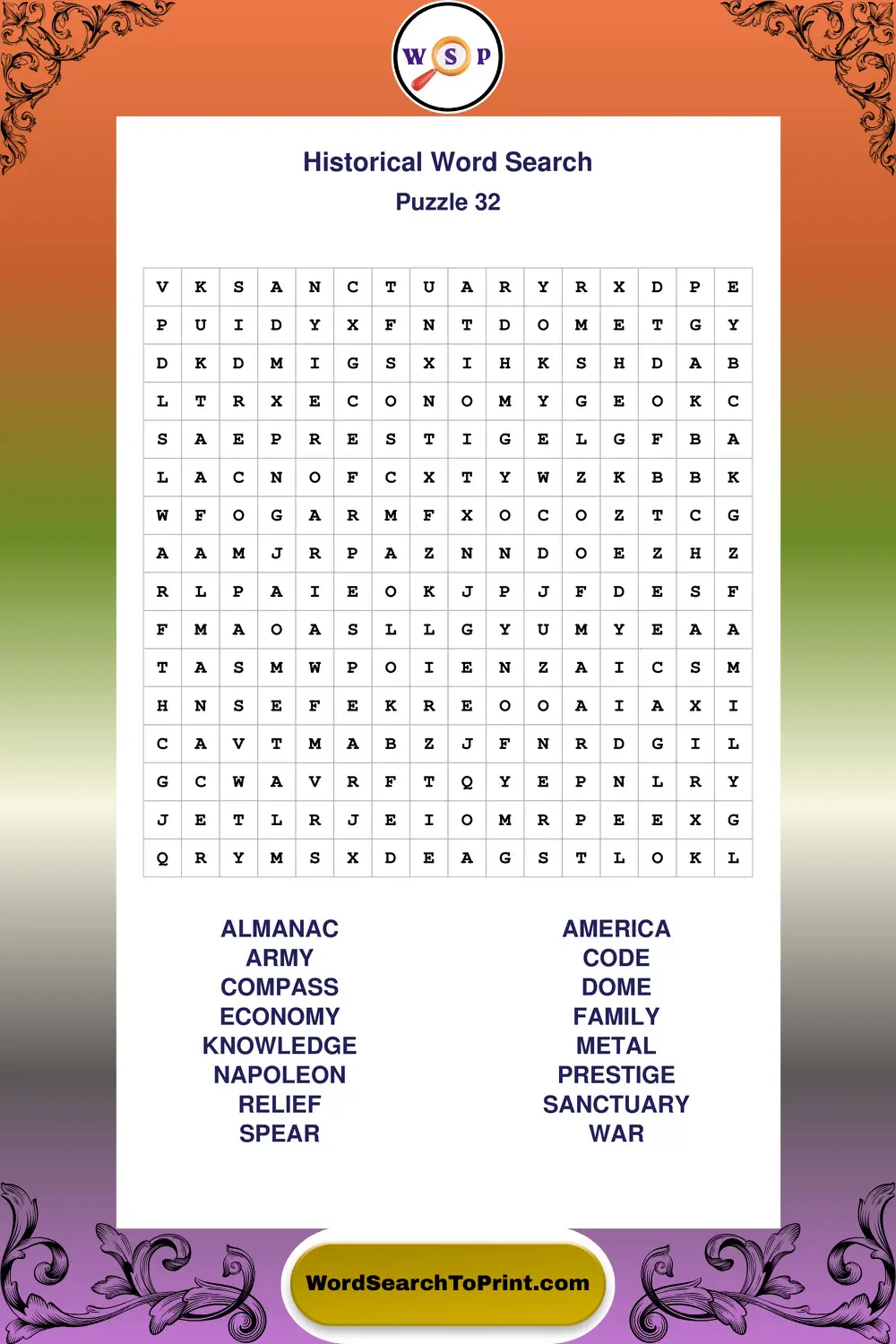 Historical Word Search Puzzle 32
