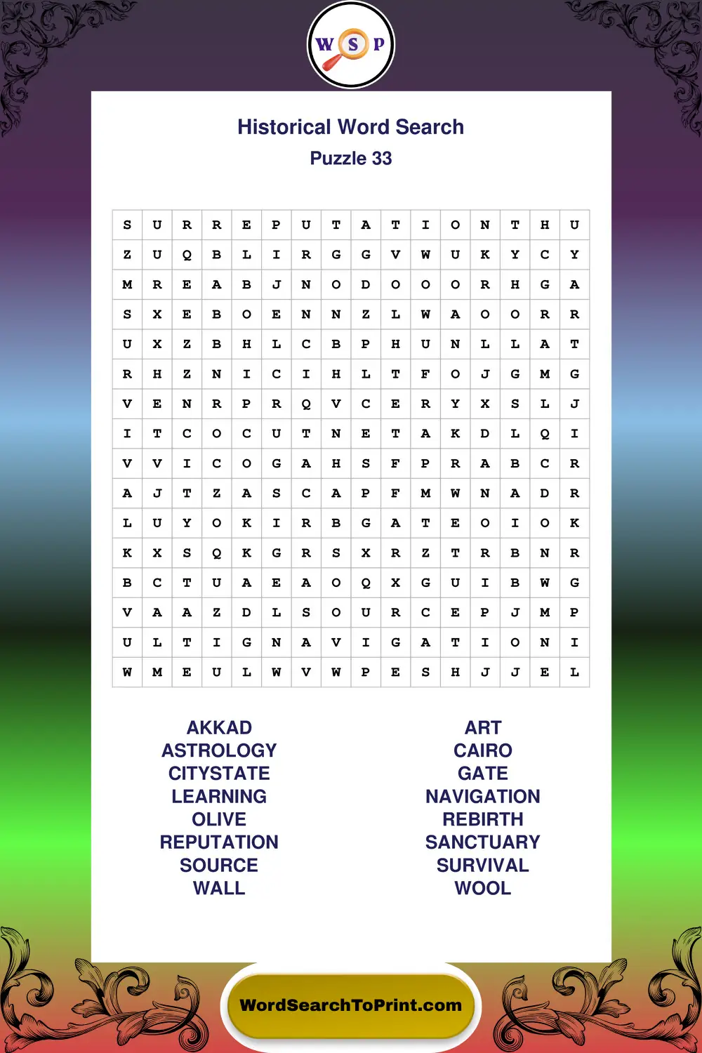 Historical Word Search Puzzle 33