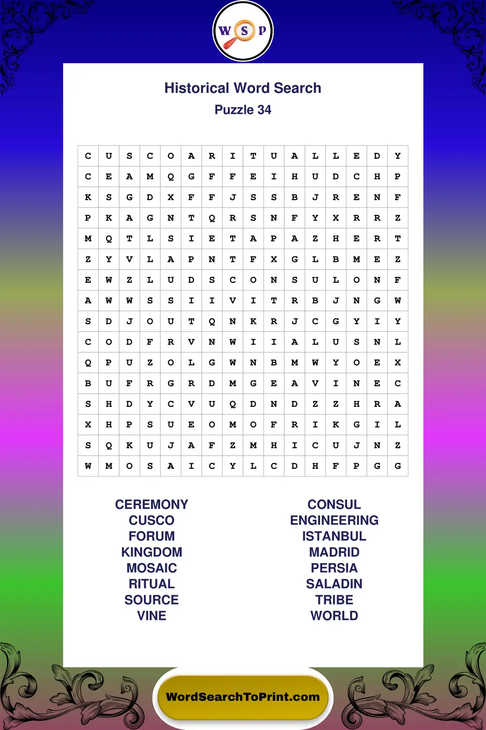 Historical Word Search Puzzle 34