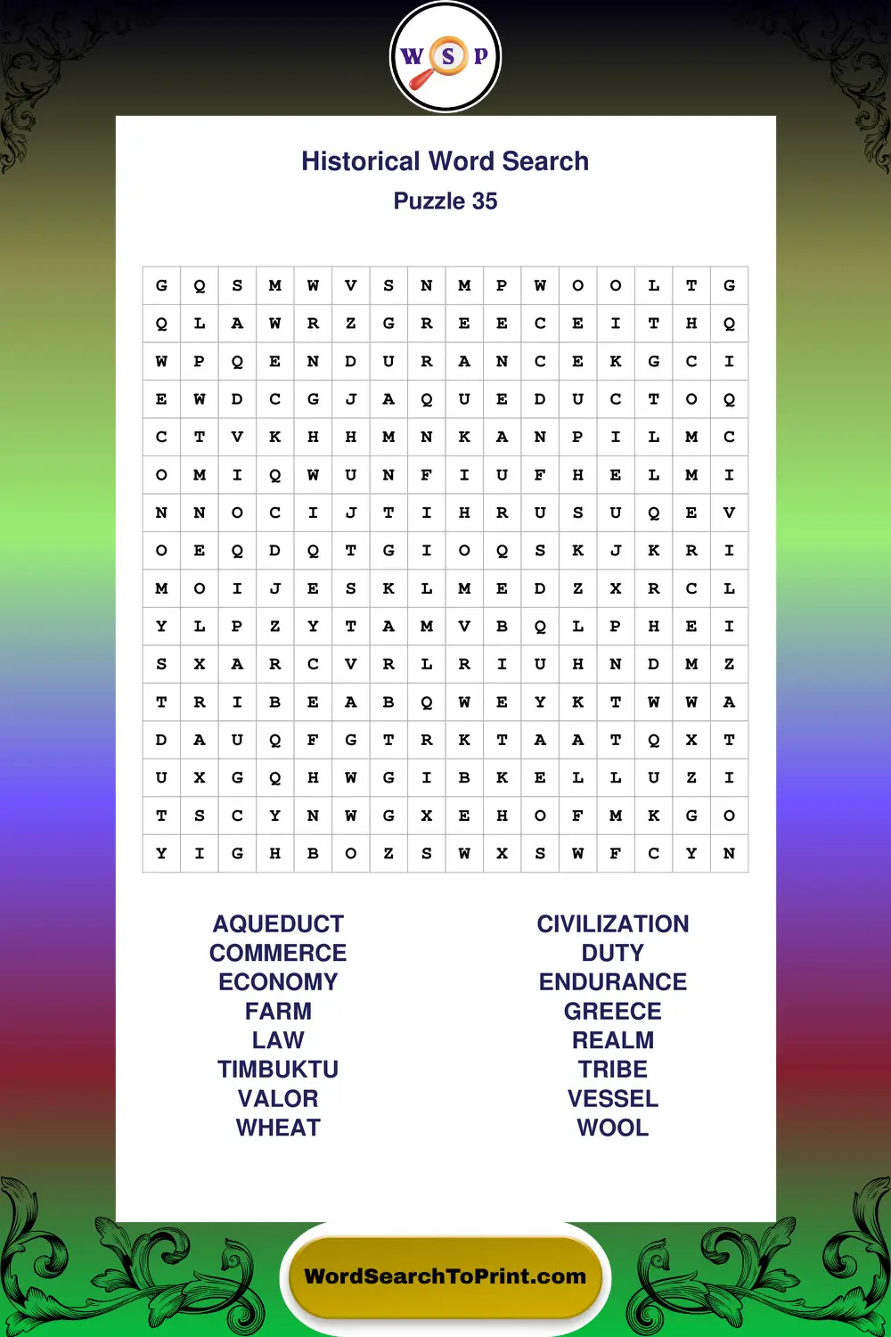 Historical Word Search Puzzle 35