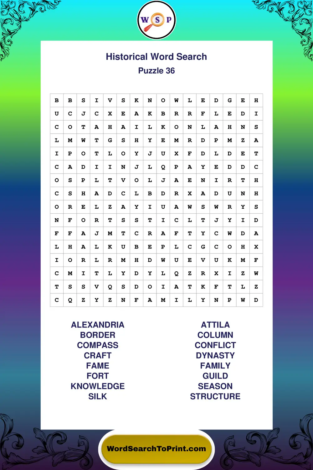 Historical Word Search Puzzle 36