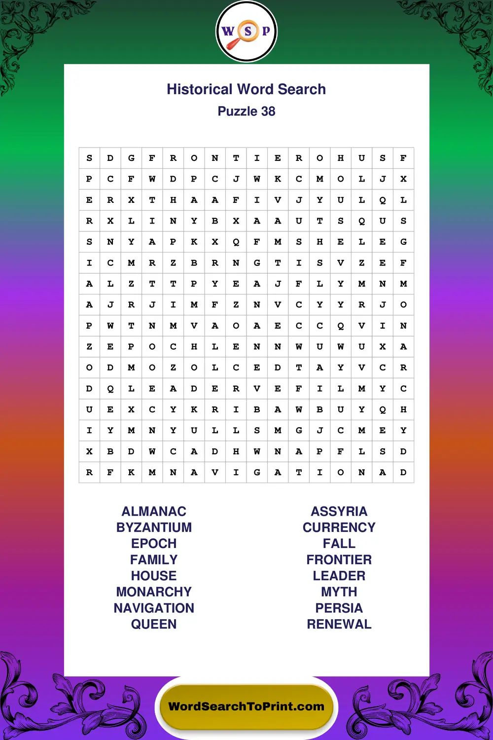 Historical Word Search Puzzle 38