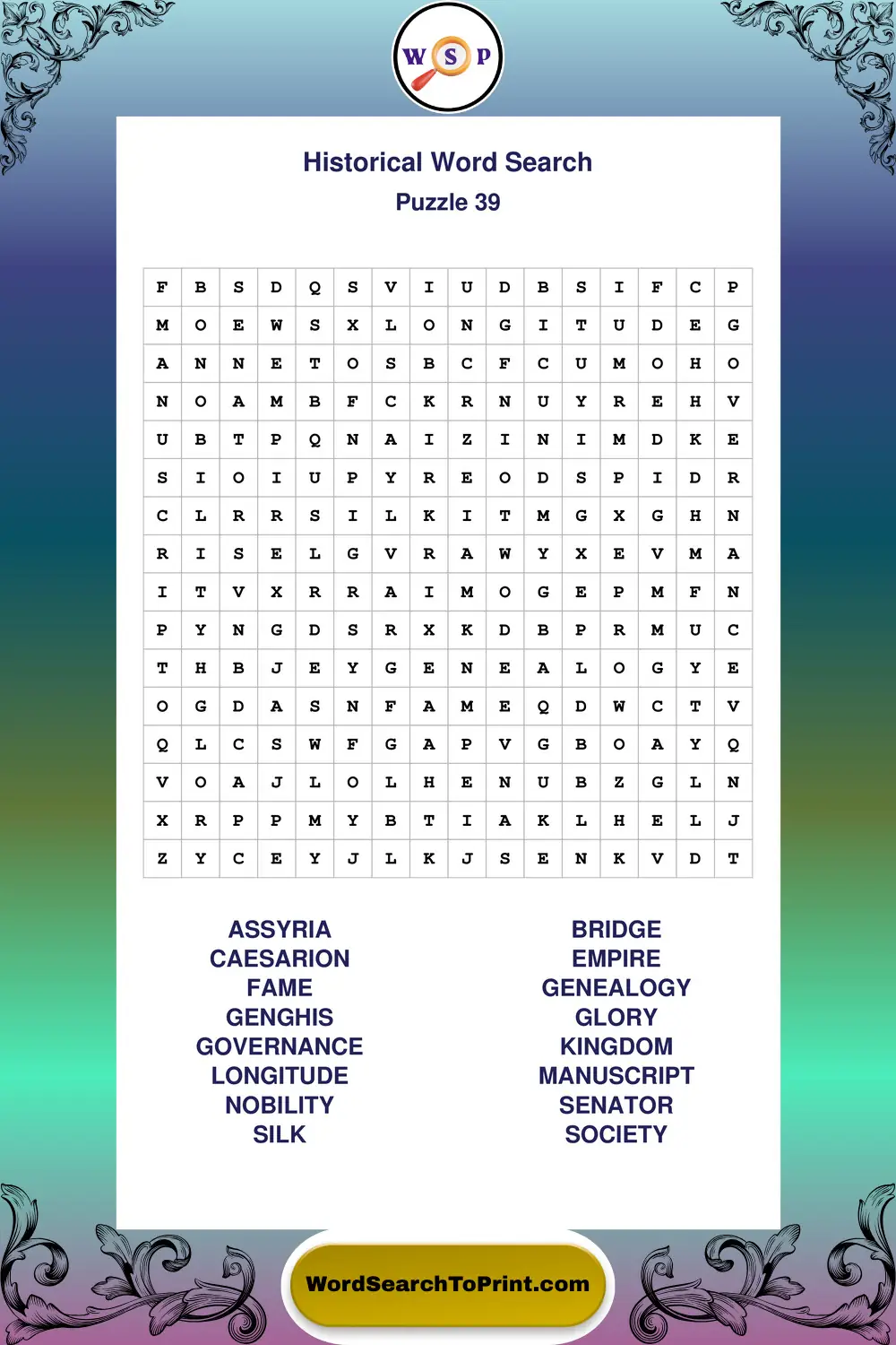 Historical Word Search Puzzle 39