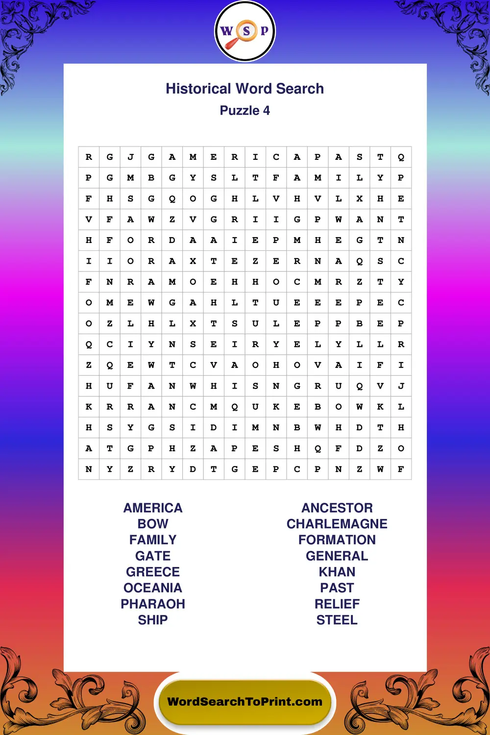 Historical Word Search Puzzle 4