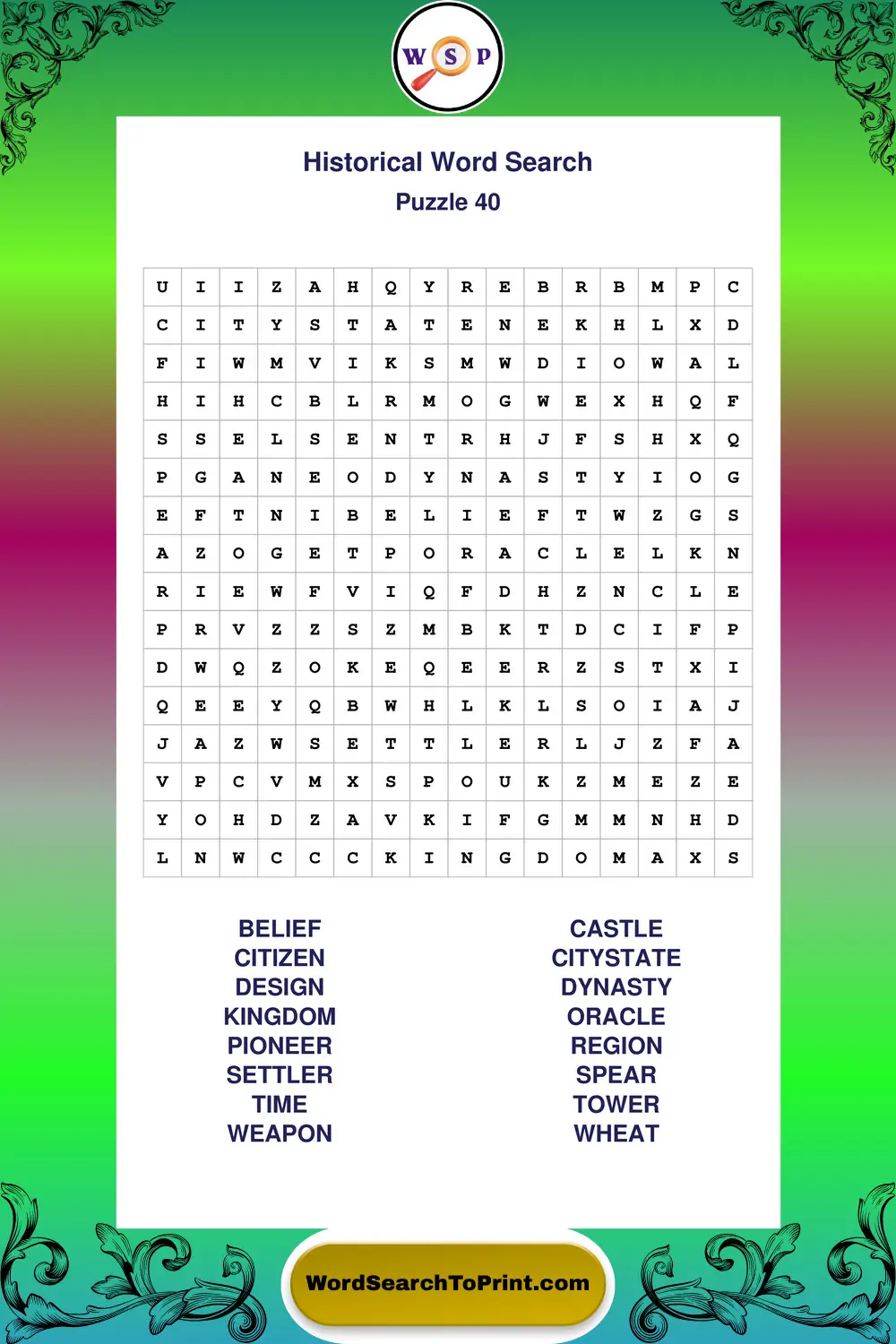 Historical Word Search Puzzle 40