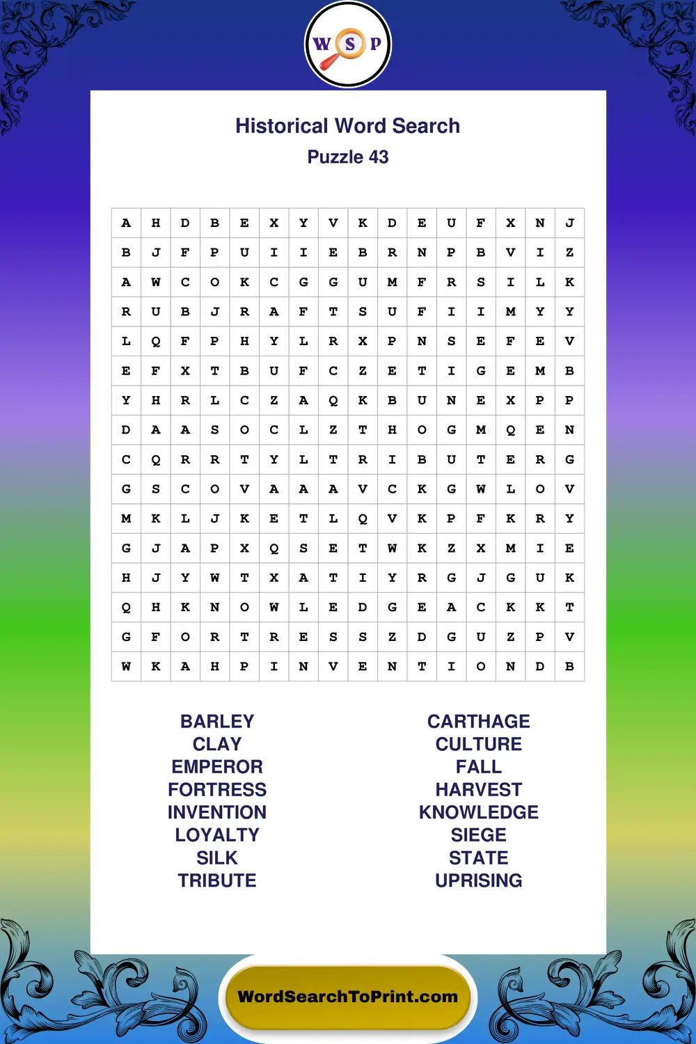 Historical Word Search Puzzle 43