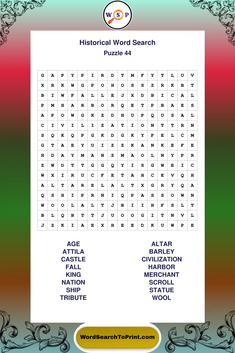 Historical Word Search Puzzle 44