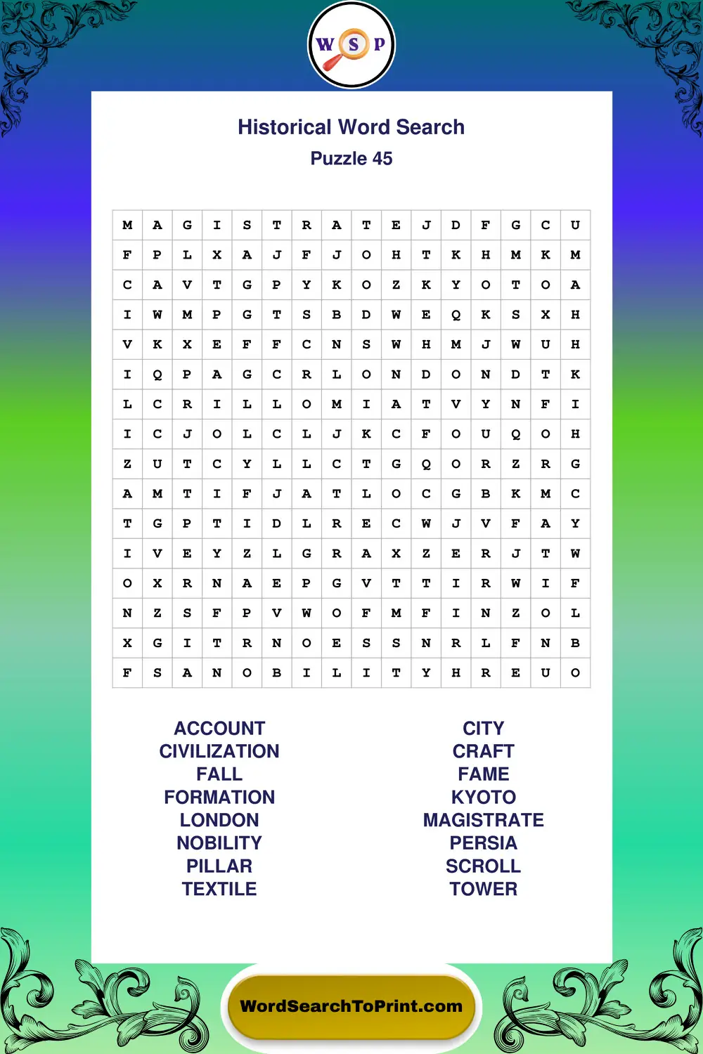 Historical Word Search Puzzle 45