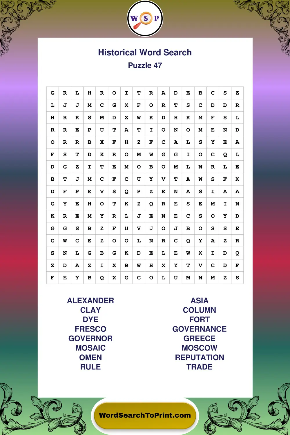 Historical Word Search Puzzle 47