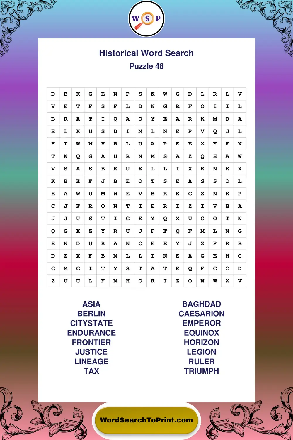 Historical Word Search Puzzle 48