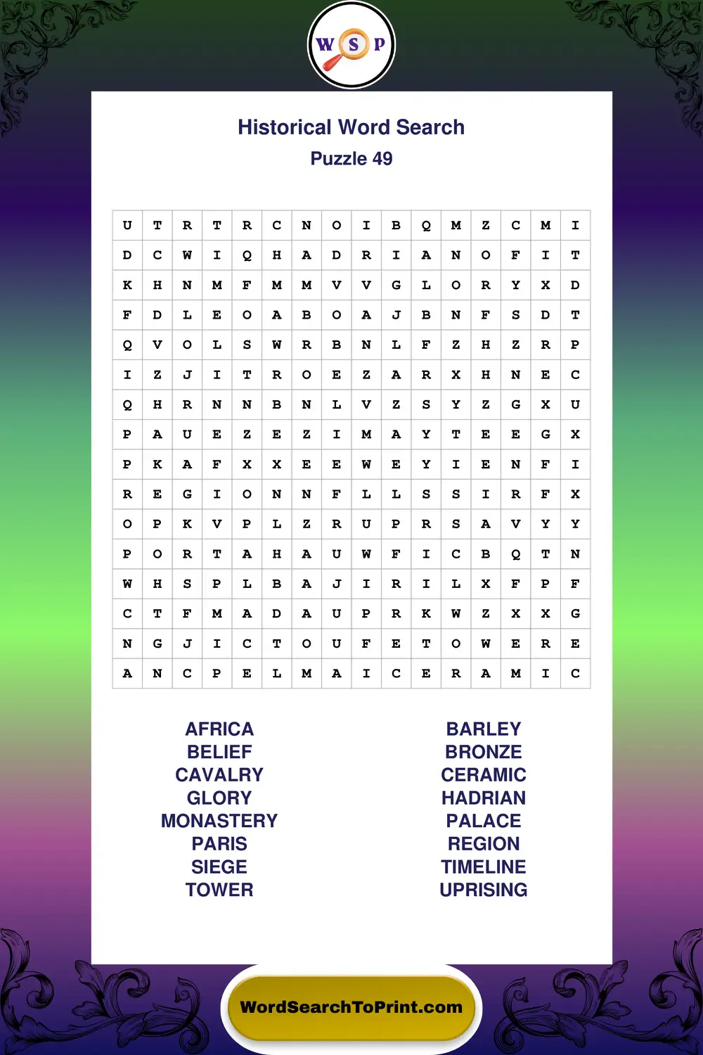 Historical Word Search Puzzle 49