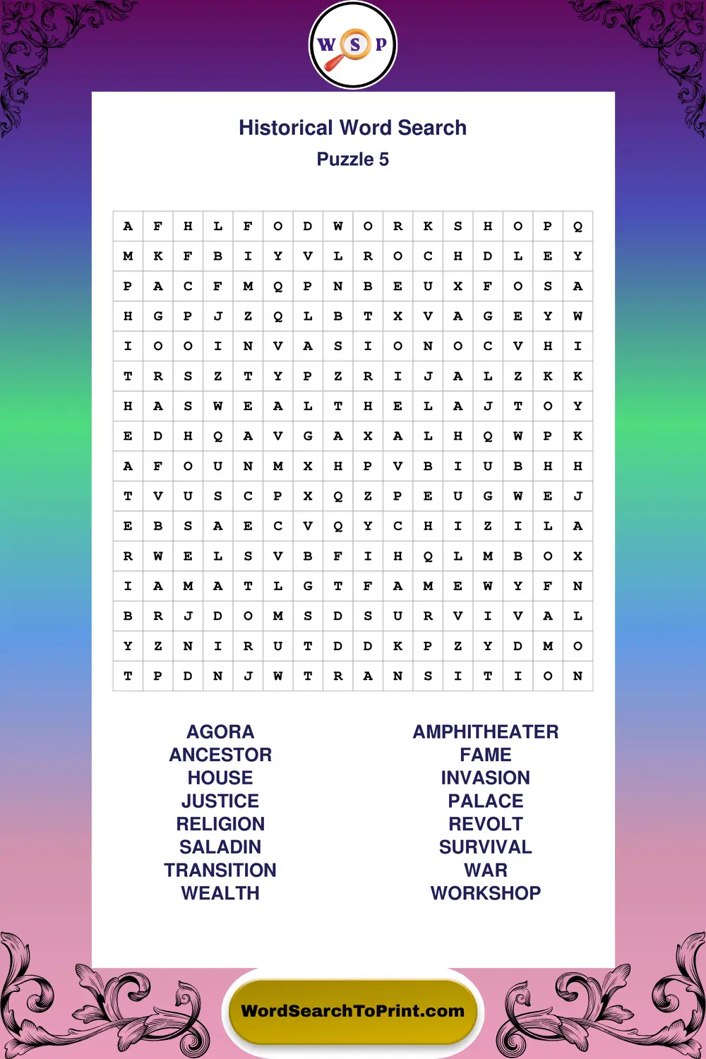 Historical Word Search Puzzle 5