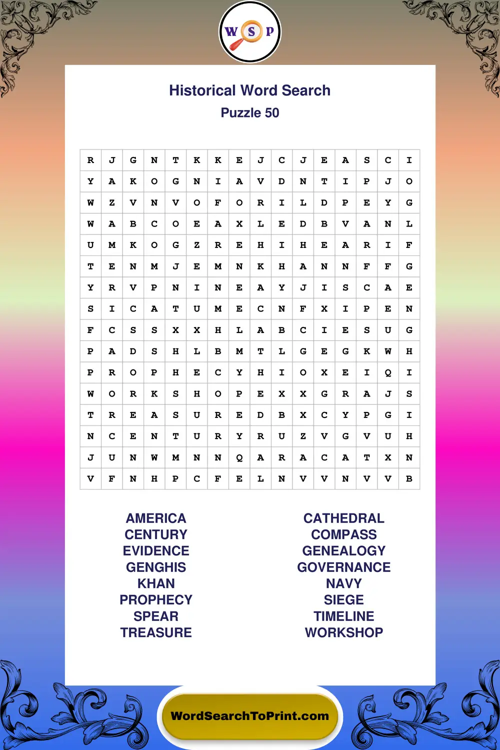 Historical Word Search Puzzle 50
