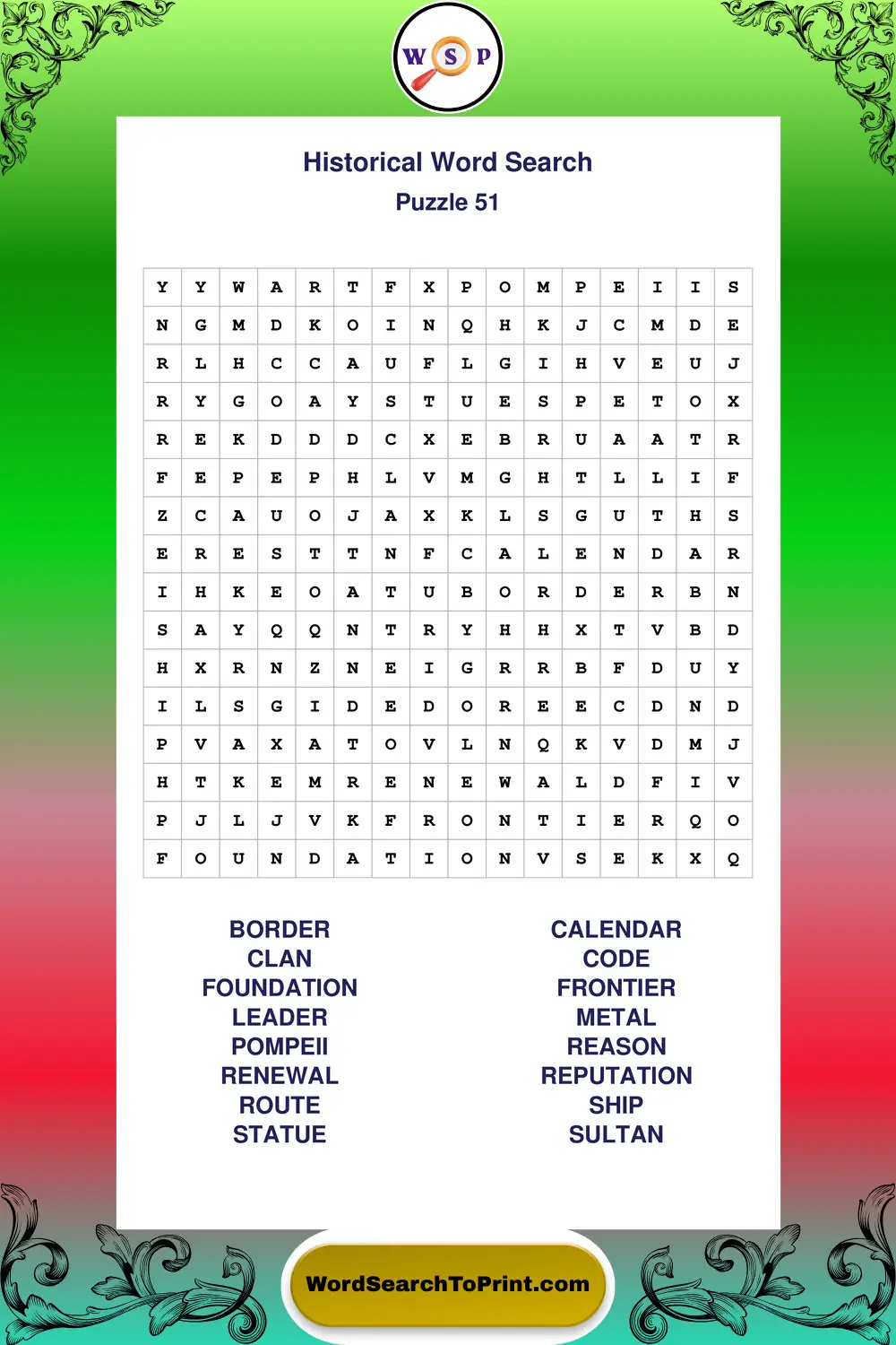 Historical Word Search Puzzle 51