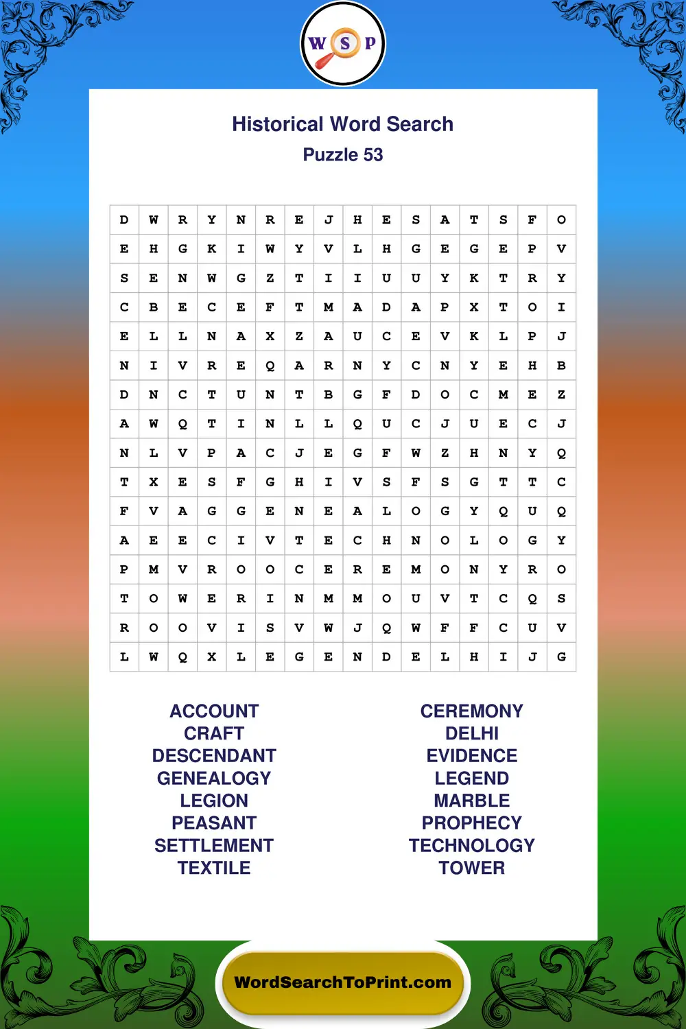 Historical Word Search Puzzle 53