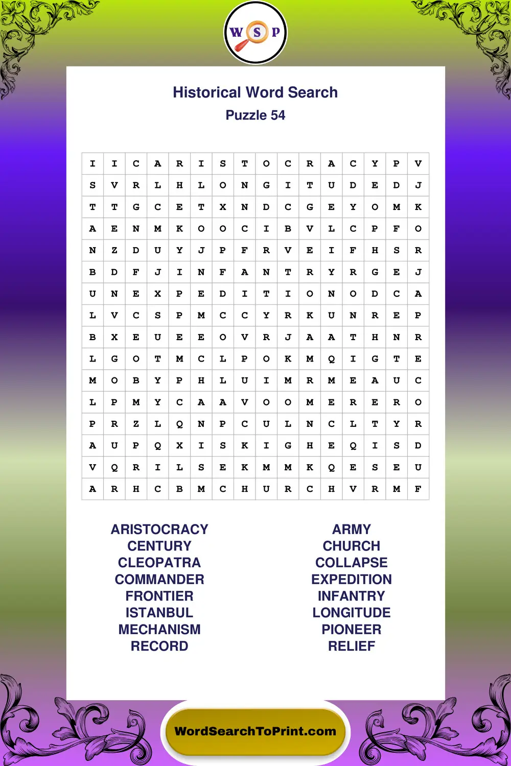 Historical Word Search Puzzle 54