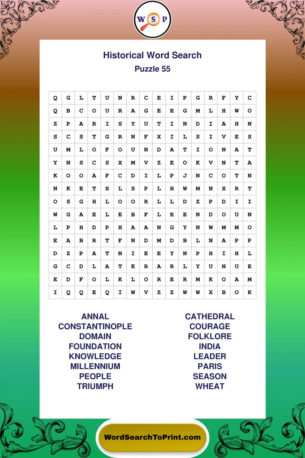 Historical Word Search Puzzle 55