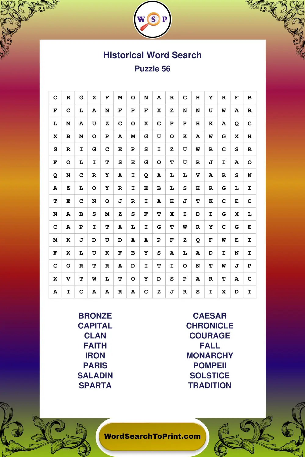 Historical Word Search Puzzle 56