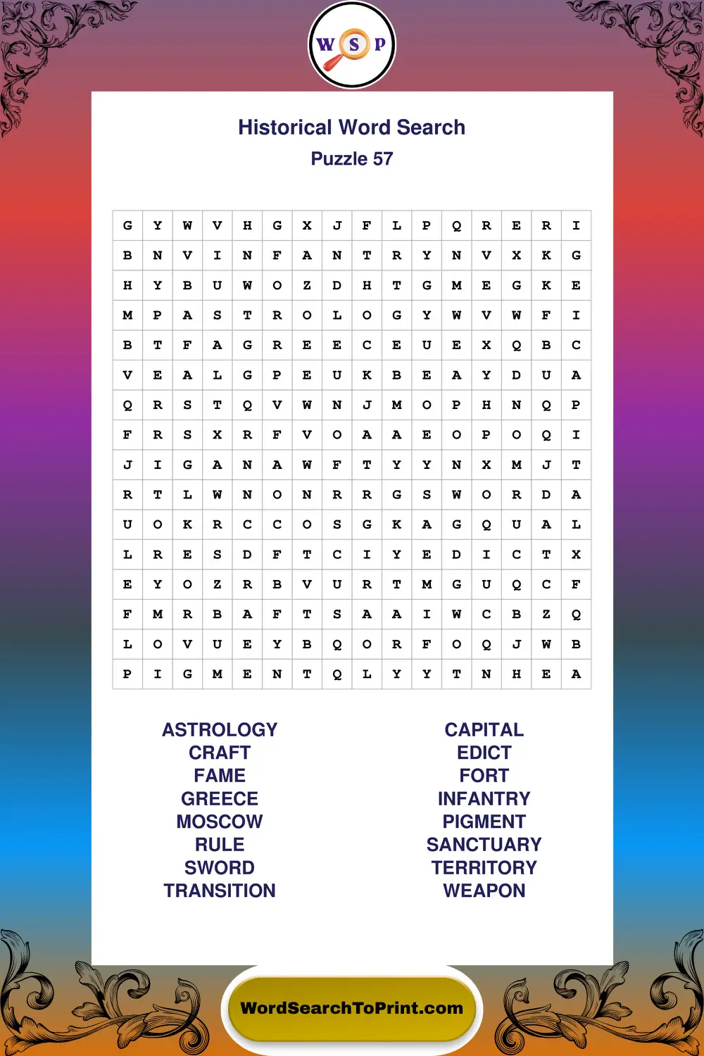 Historical Word Search Puzzle 57