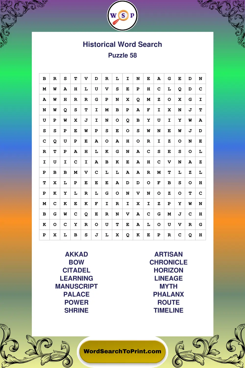 Historical Word Search Puzzle 58