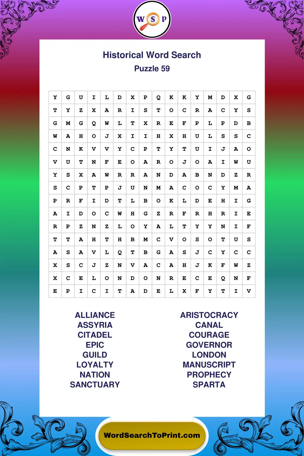 Historical Word Search Puzzle 59