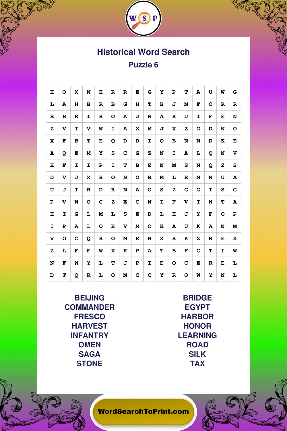 Historical Word Search Puzzle 6