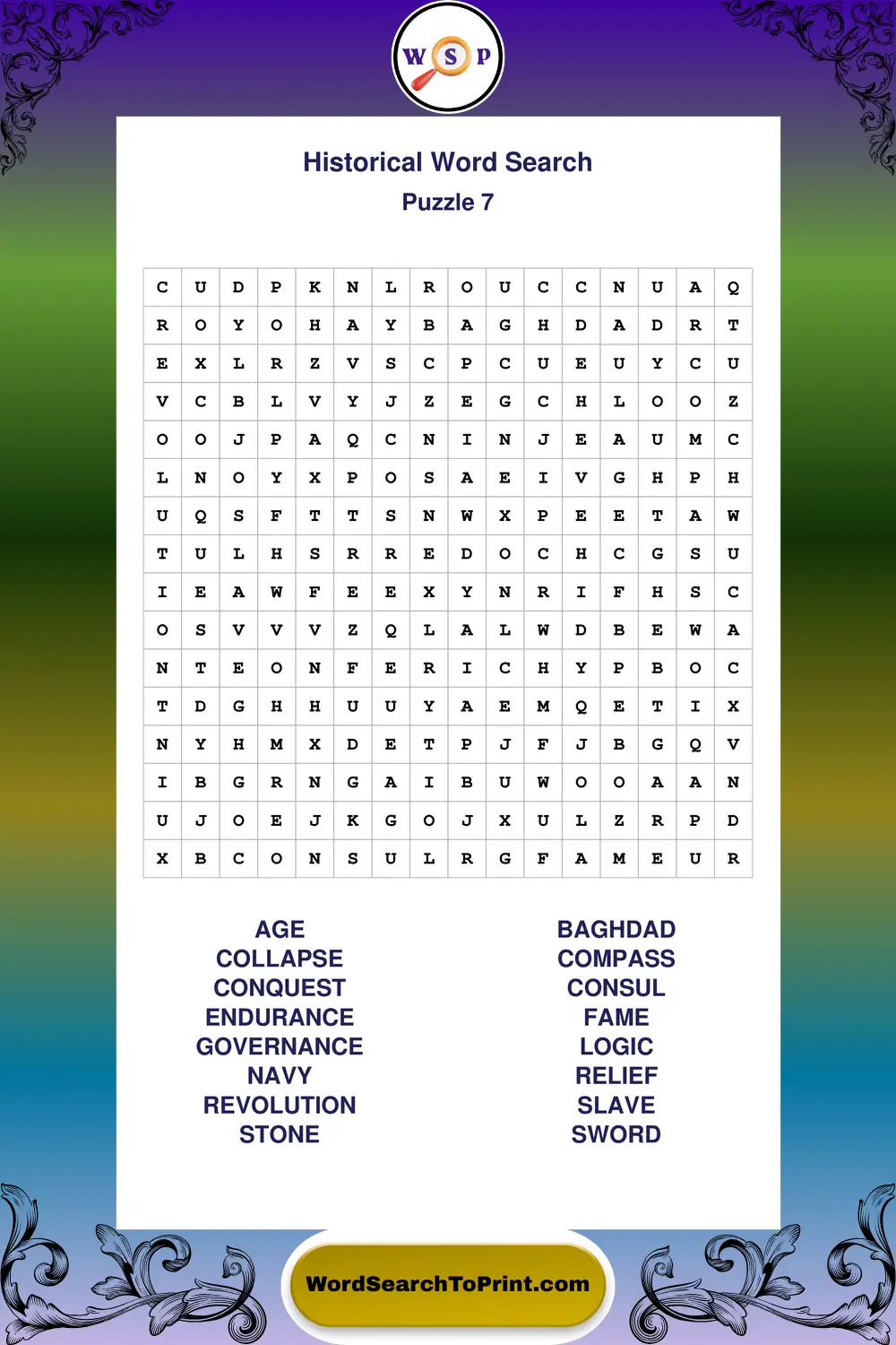 Historical Word Search Puzzle 7