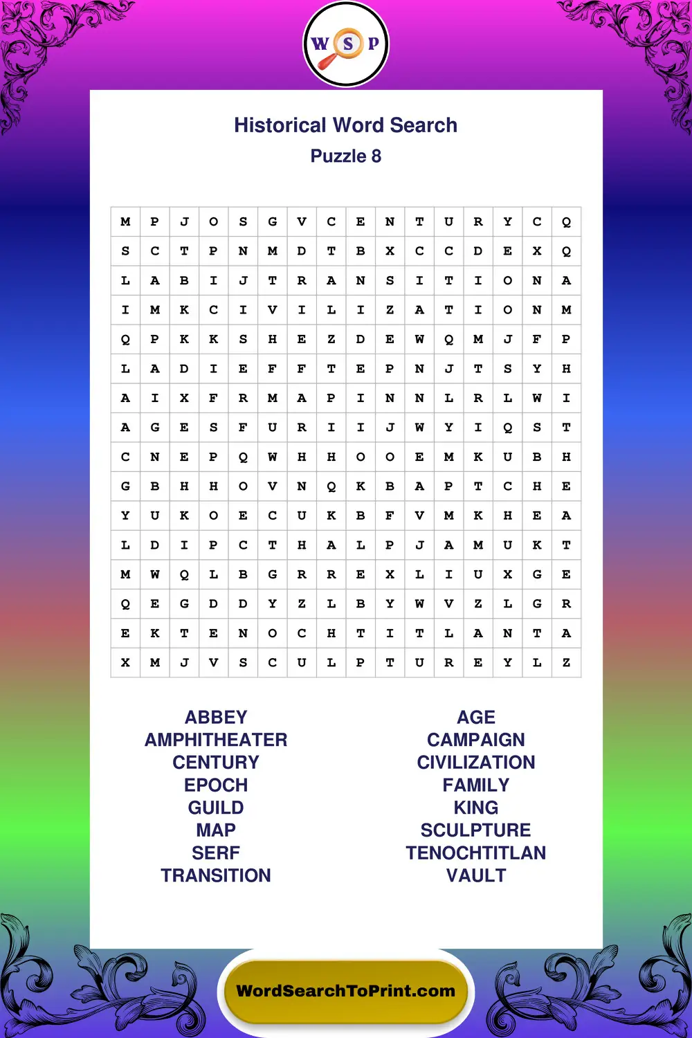 Historical Word Search Puzzle 8