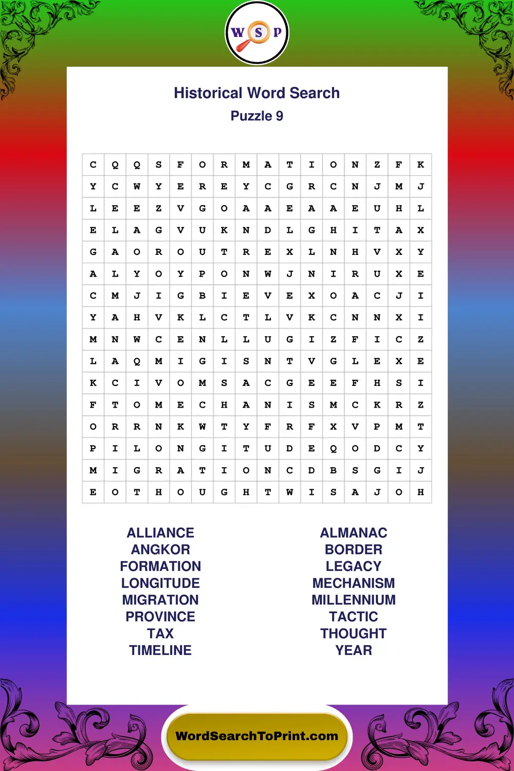 Historical Word Search Puzzle 9