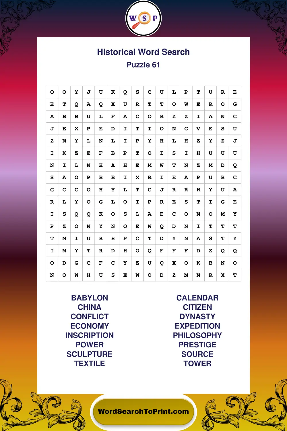 Historical Word Search Puzzle 61