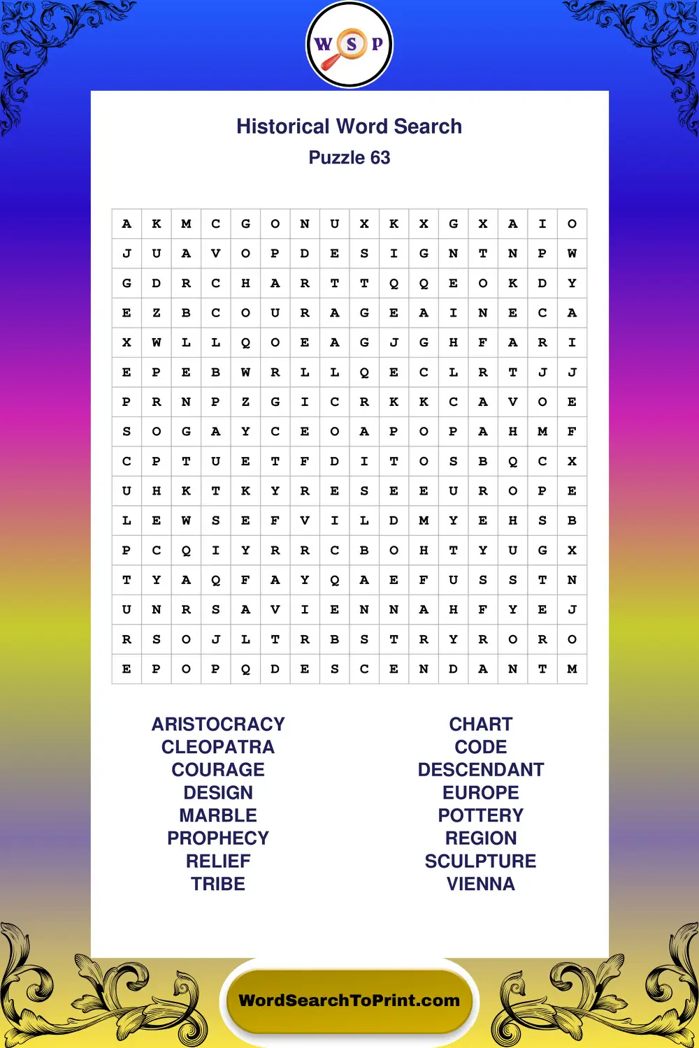 Historical Word Search Puzzle 63