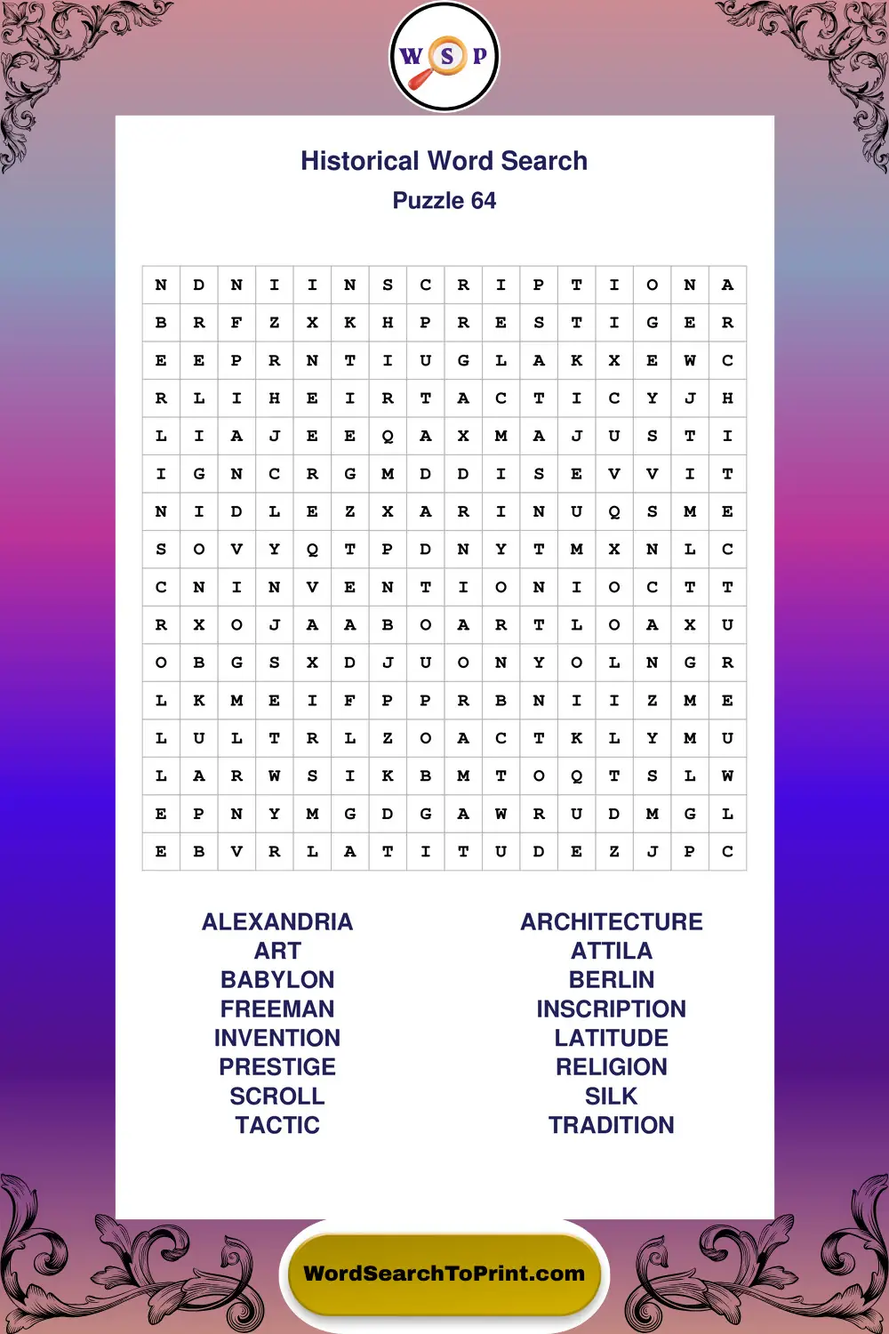 Historical Word Search Puzzle 64