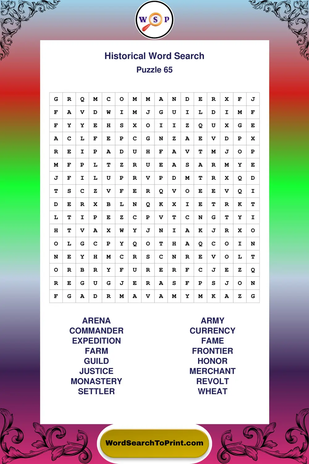 Historical Word Search Puzzle 65