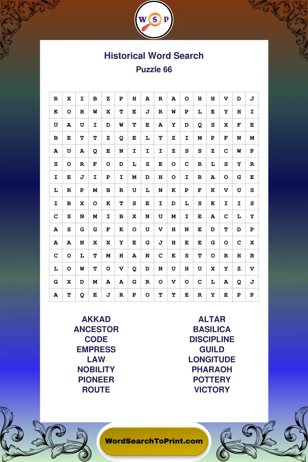 Historical Word Search Puzzle 66
