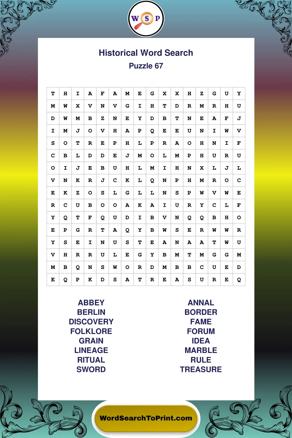 Historical Word Search Puzzle 67