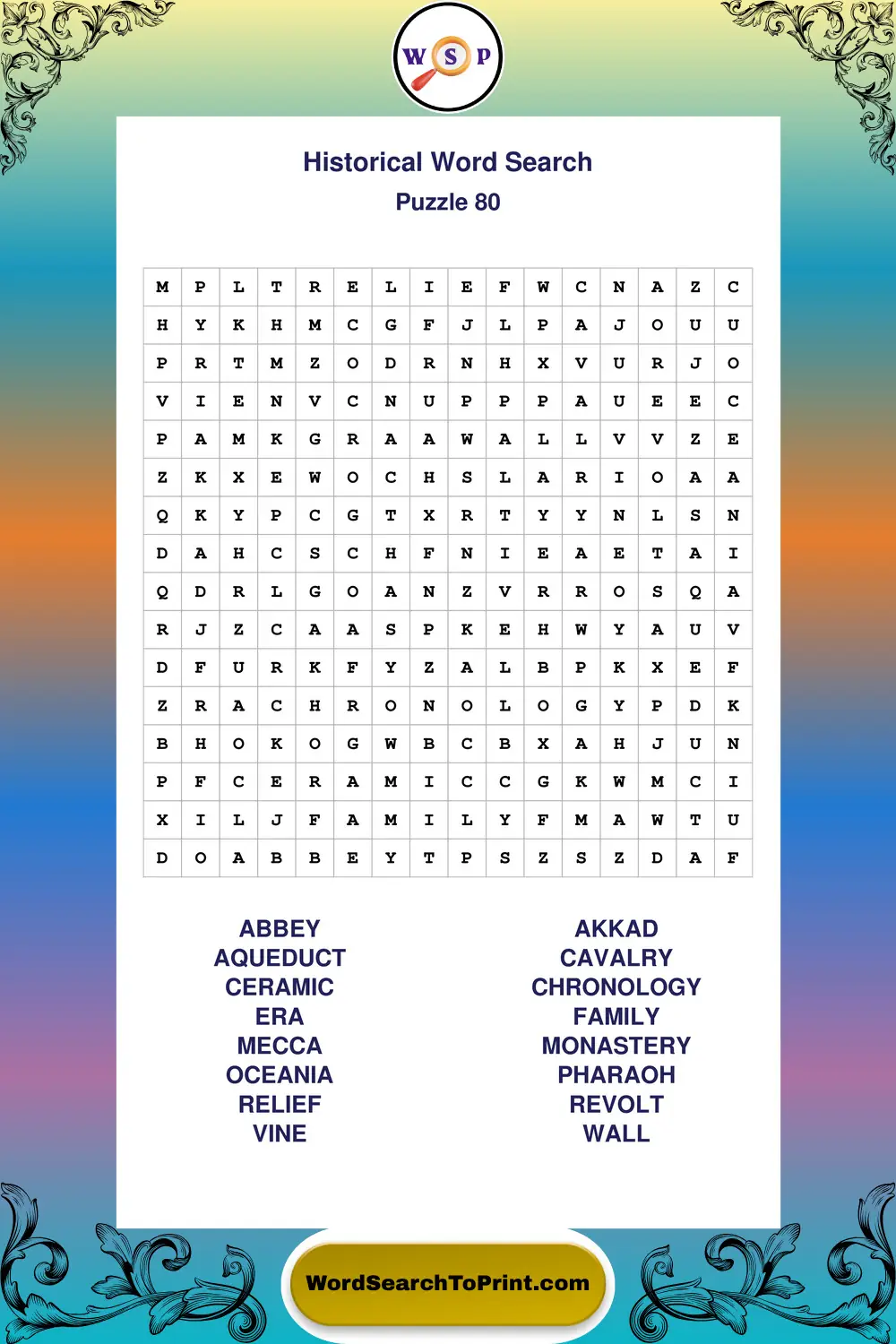 Historical Word Search Puzzle 80