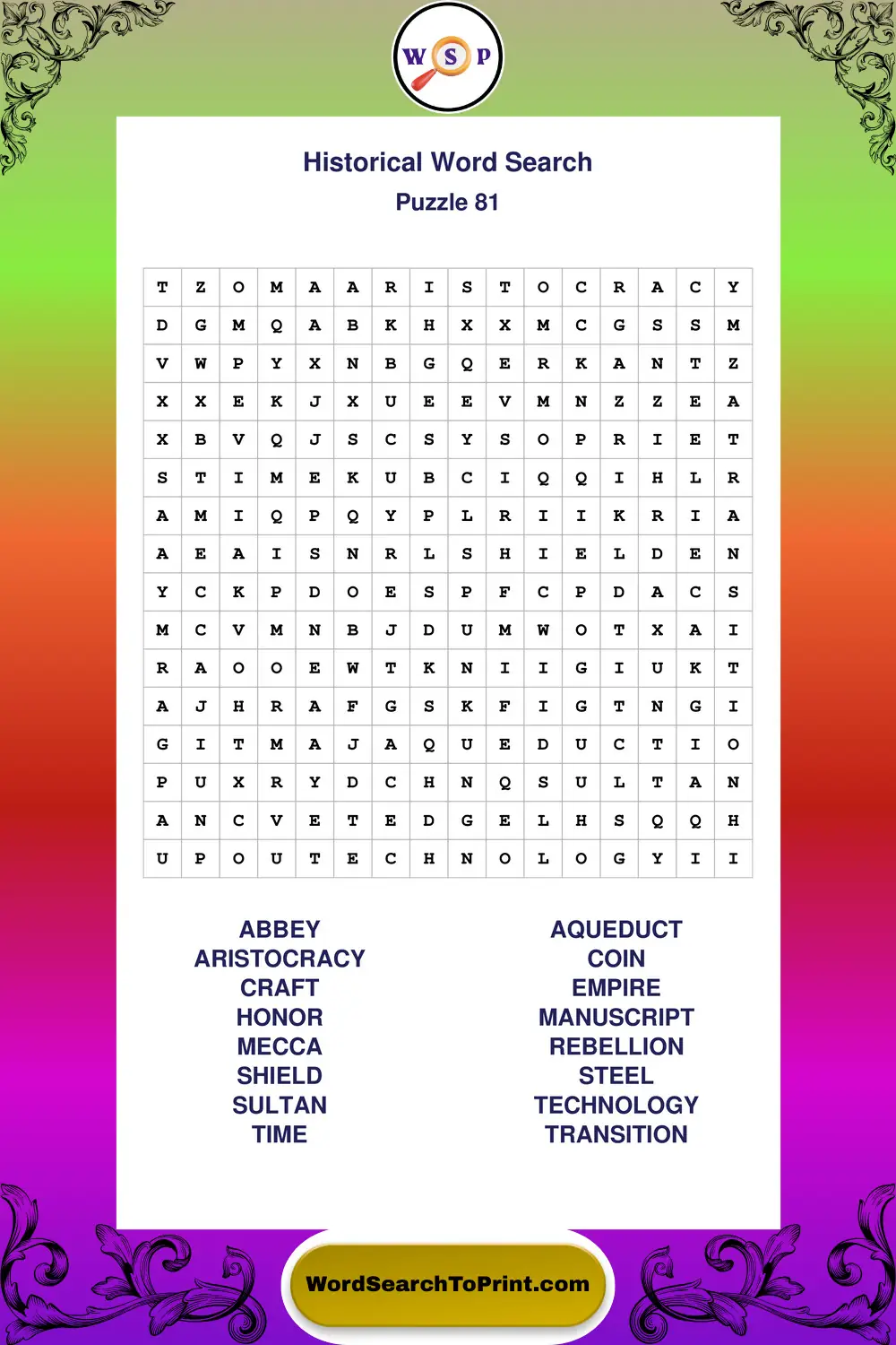 Historical Word Search Puzzle 81