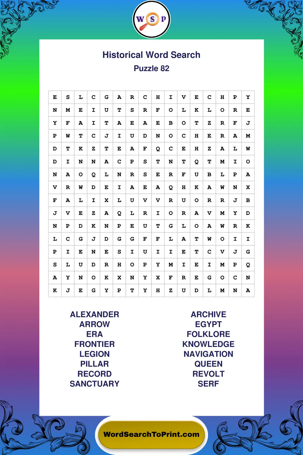 Historical Word Search Puzzle 82