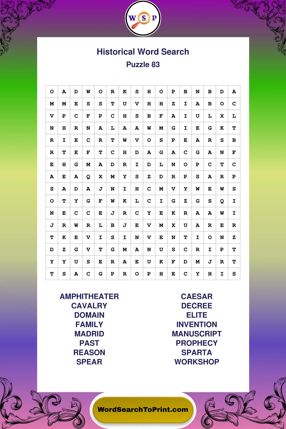 Historical Word Search Puzzle 83