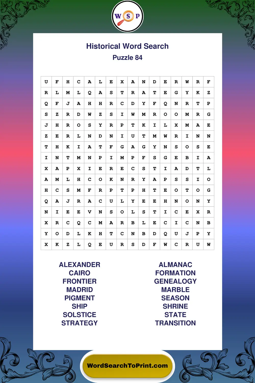 Historical Word Search Puzzle 84