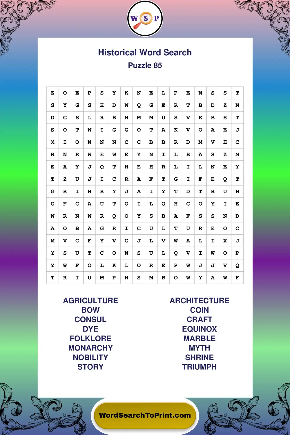 Historical Word Search Puzzle 85