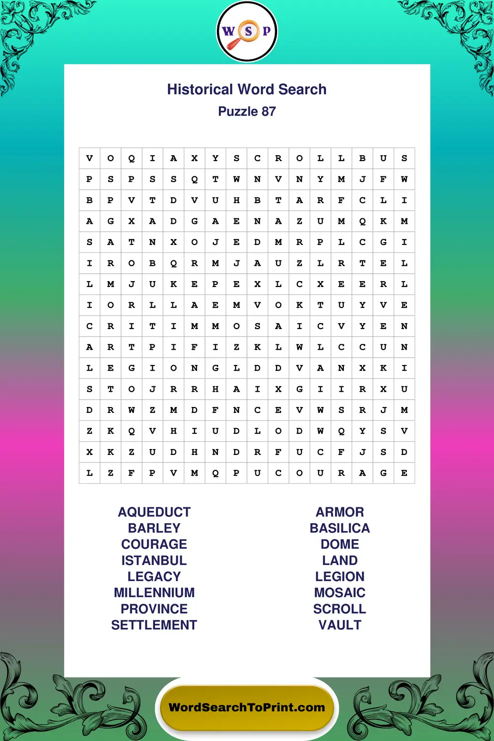 Historical Word Search Puzzle 87