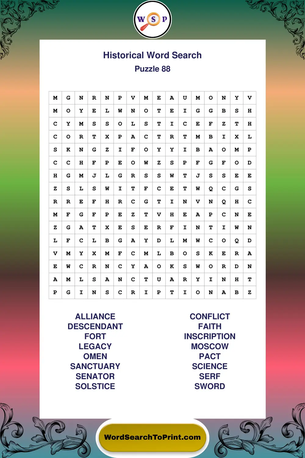 Historical Word Search Puzzle 88