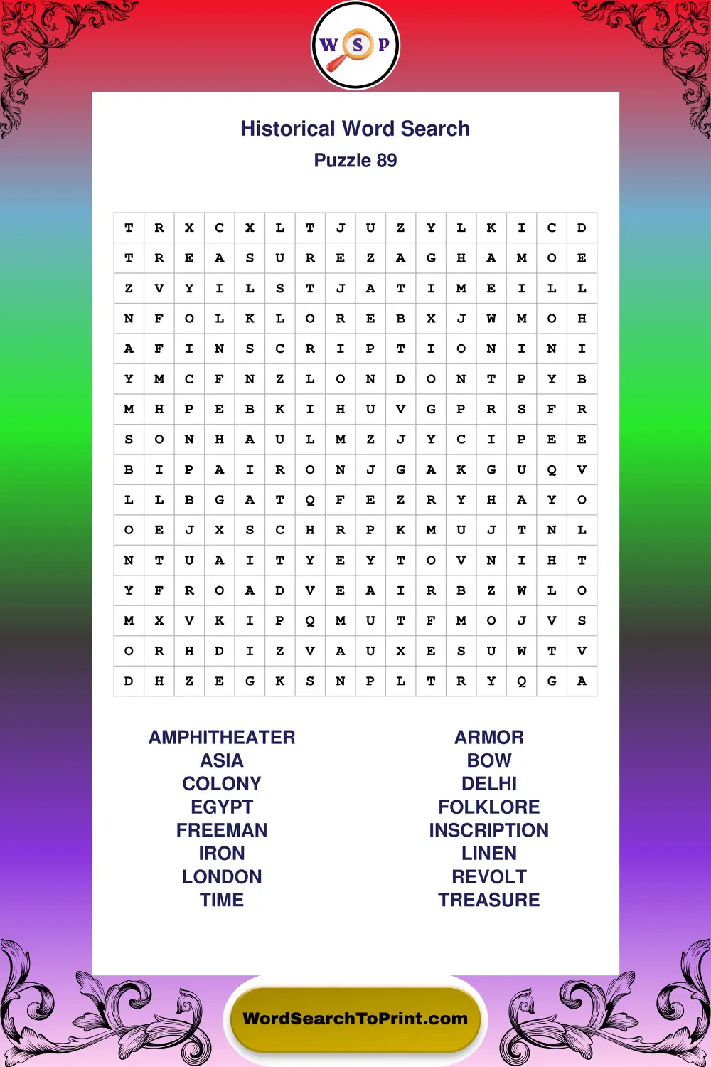 Historical Word Search Puzzle 89
