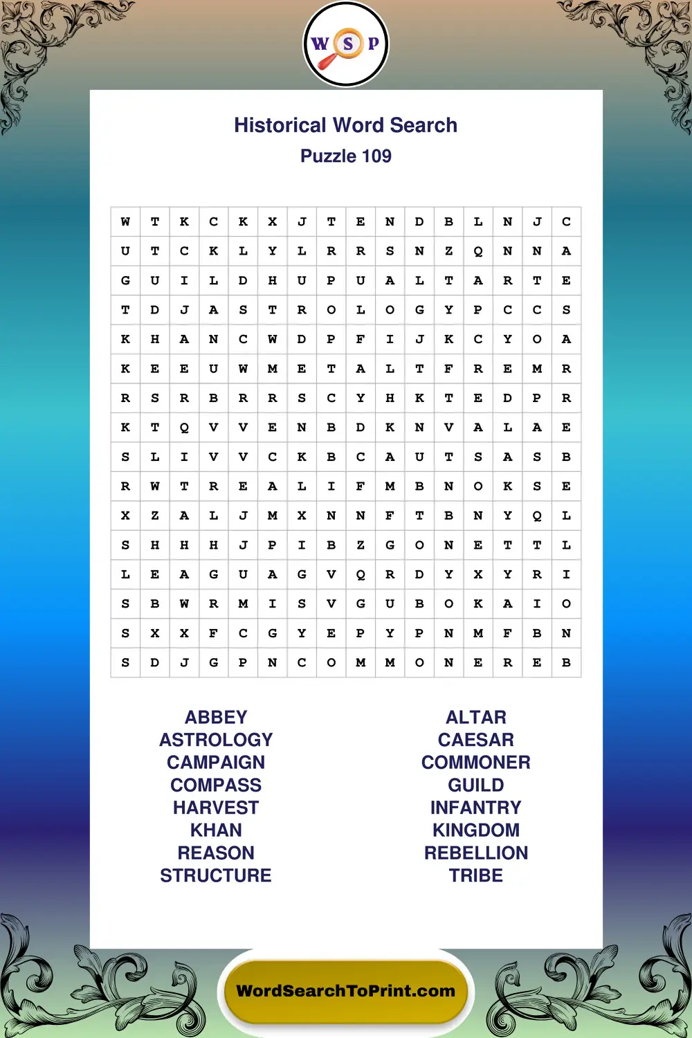 Historical Word Search Puzzle 109