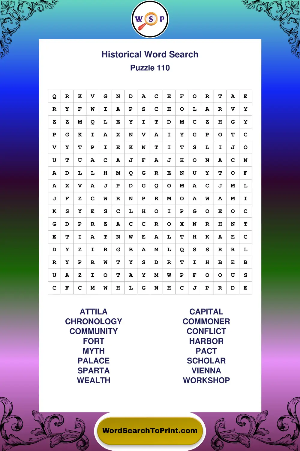 Historical Word Search Puzzle 110
