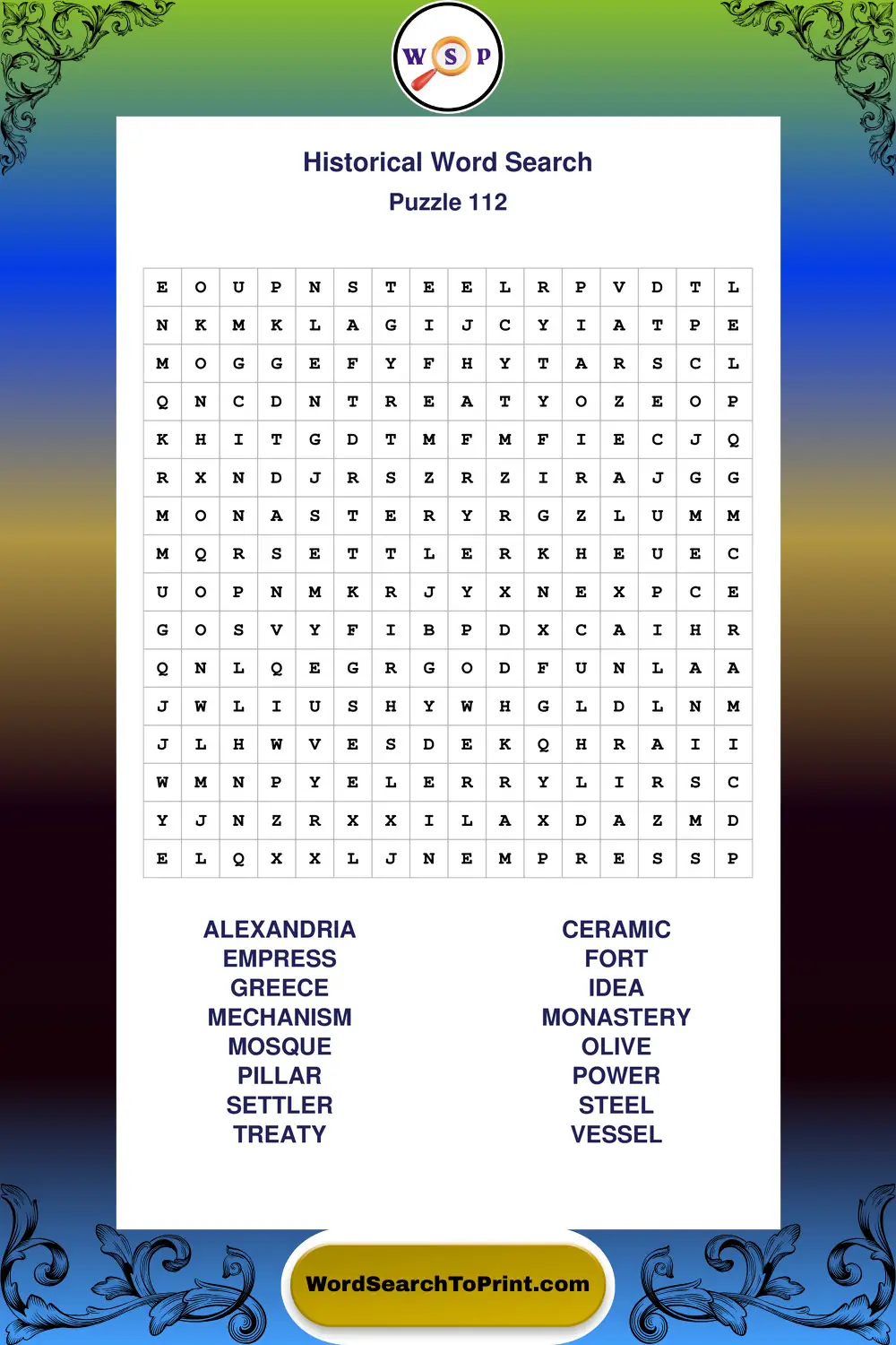 Historical Word Search Puzzle 112