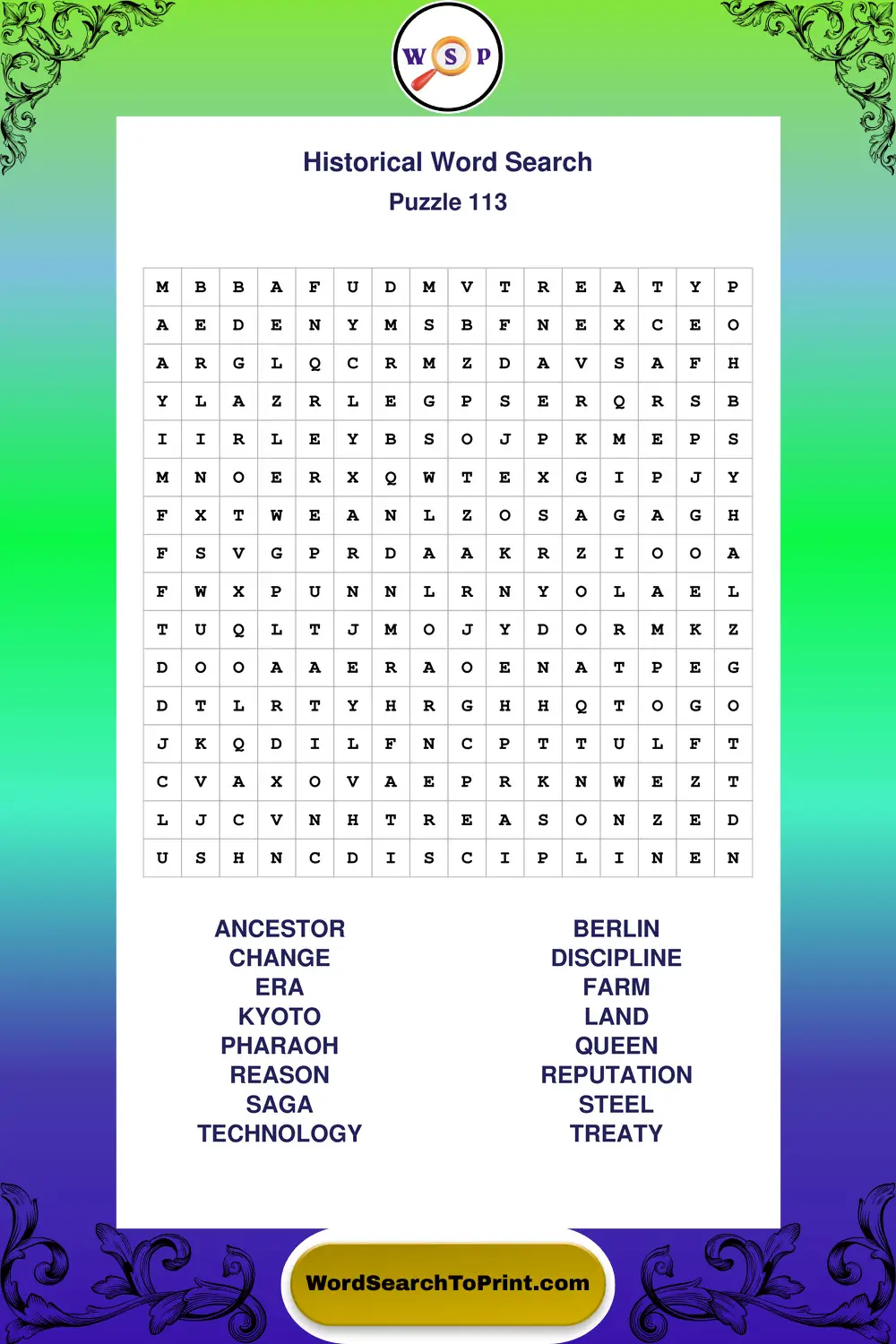 Historical Word Search Puzzle 113