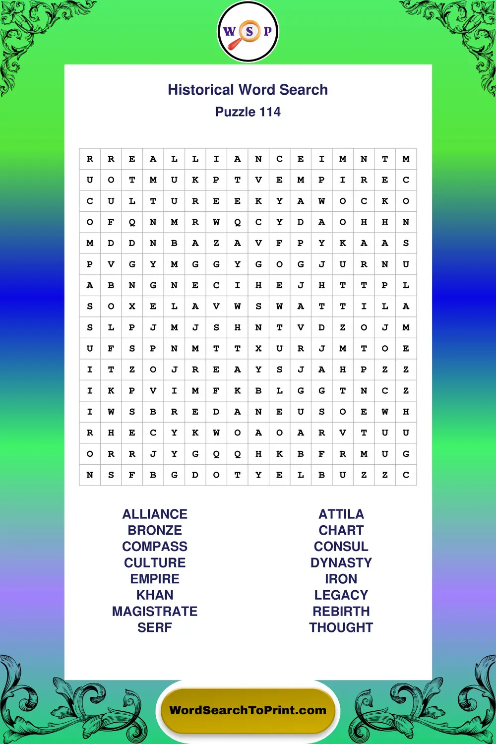 Historical Word Search Puzzle 114